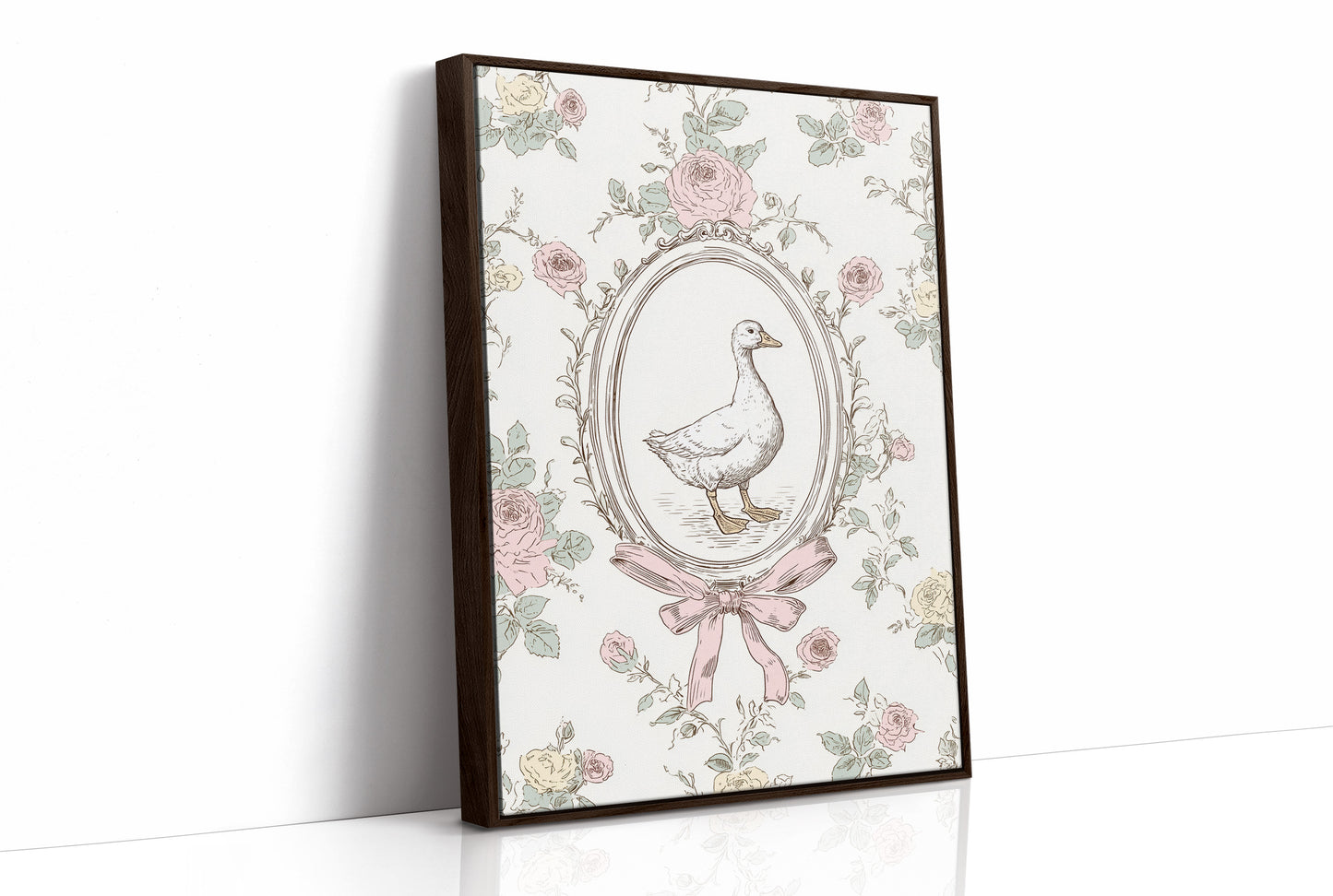 Pastoral Portrait: Duck in Floral Elegance