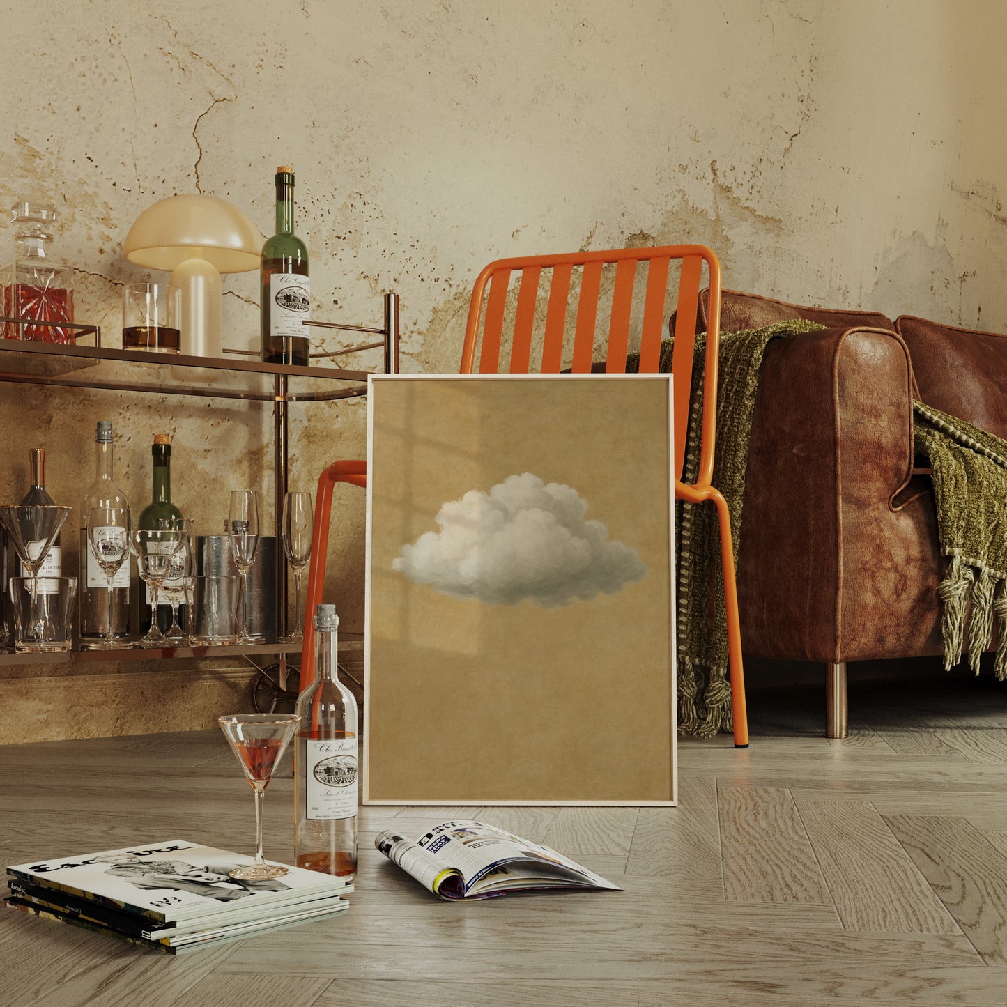 Solitary Cloud Over Ochre Sky