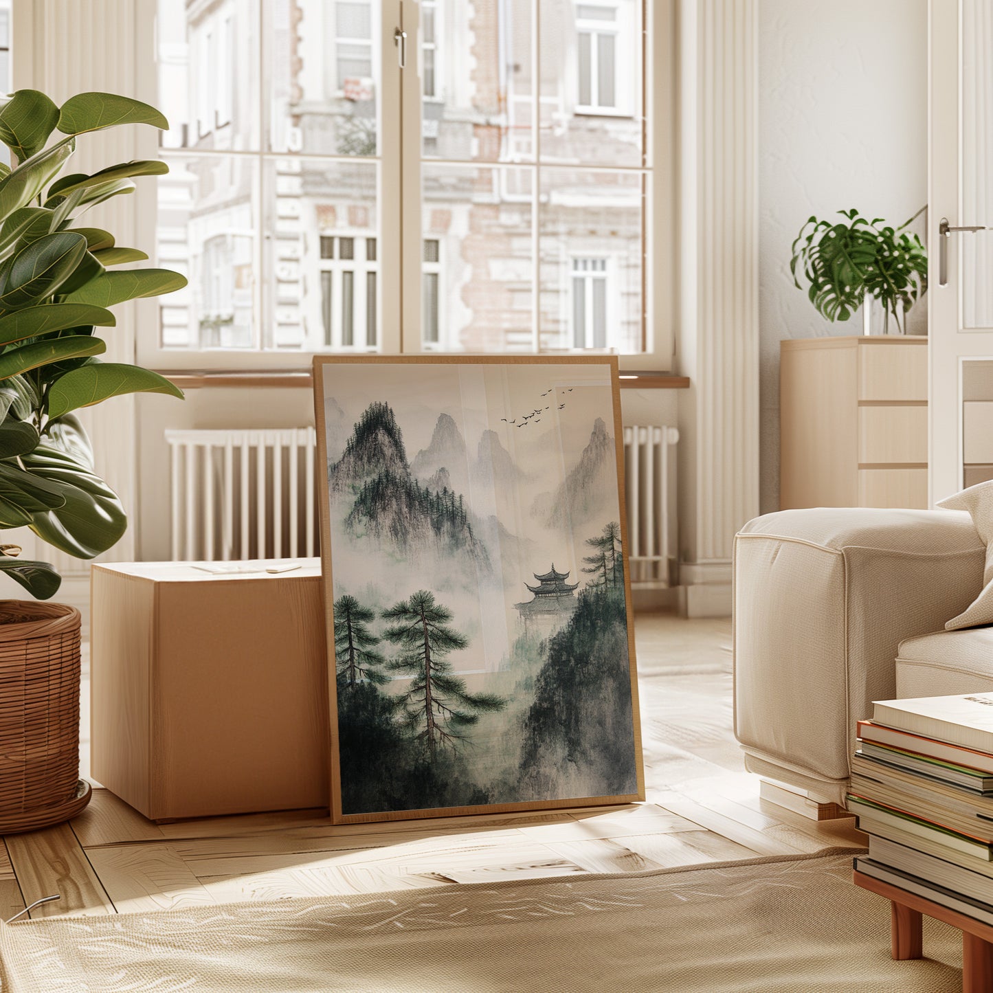 Misty Mountain Landscape – Tranquil Chinese Zen Wall Art