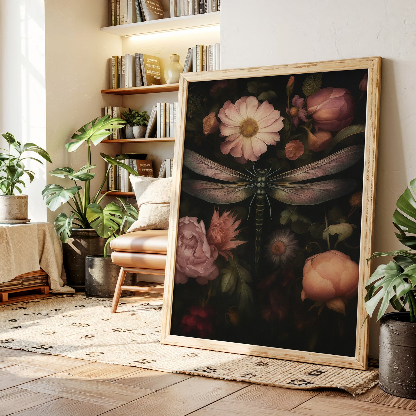 Dragonfly Among Midnight Blossoms