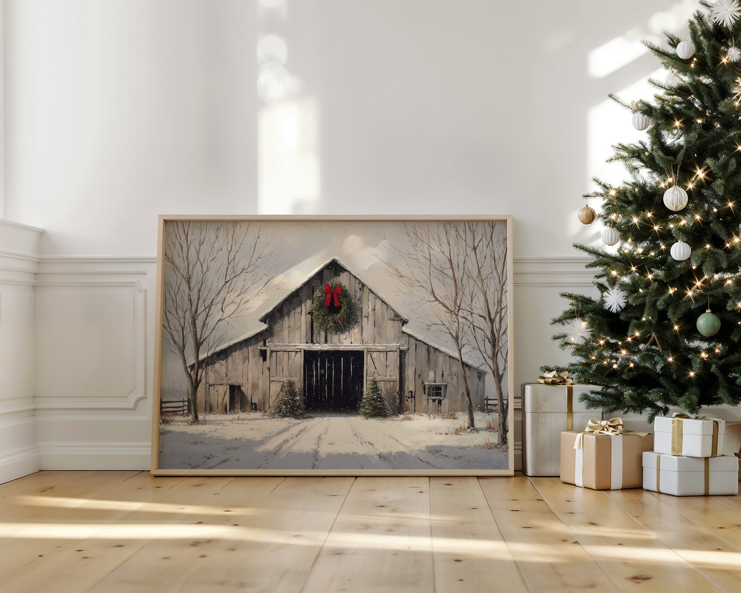 Winter Barn Wears Holiday Red