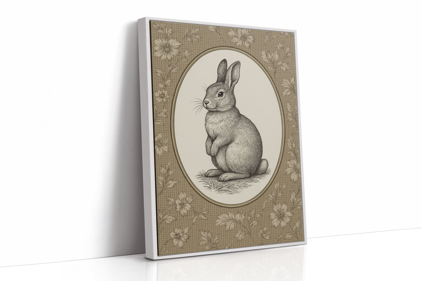Victorian Rabbit in Floral Frame
