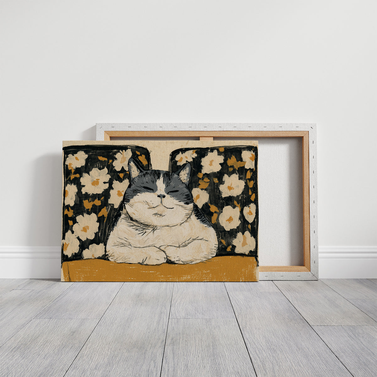 Sleepy Cat Floral Chair