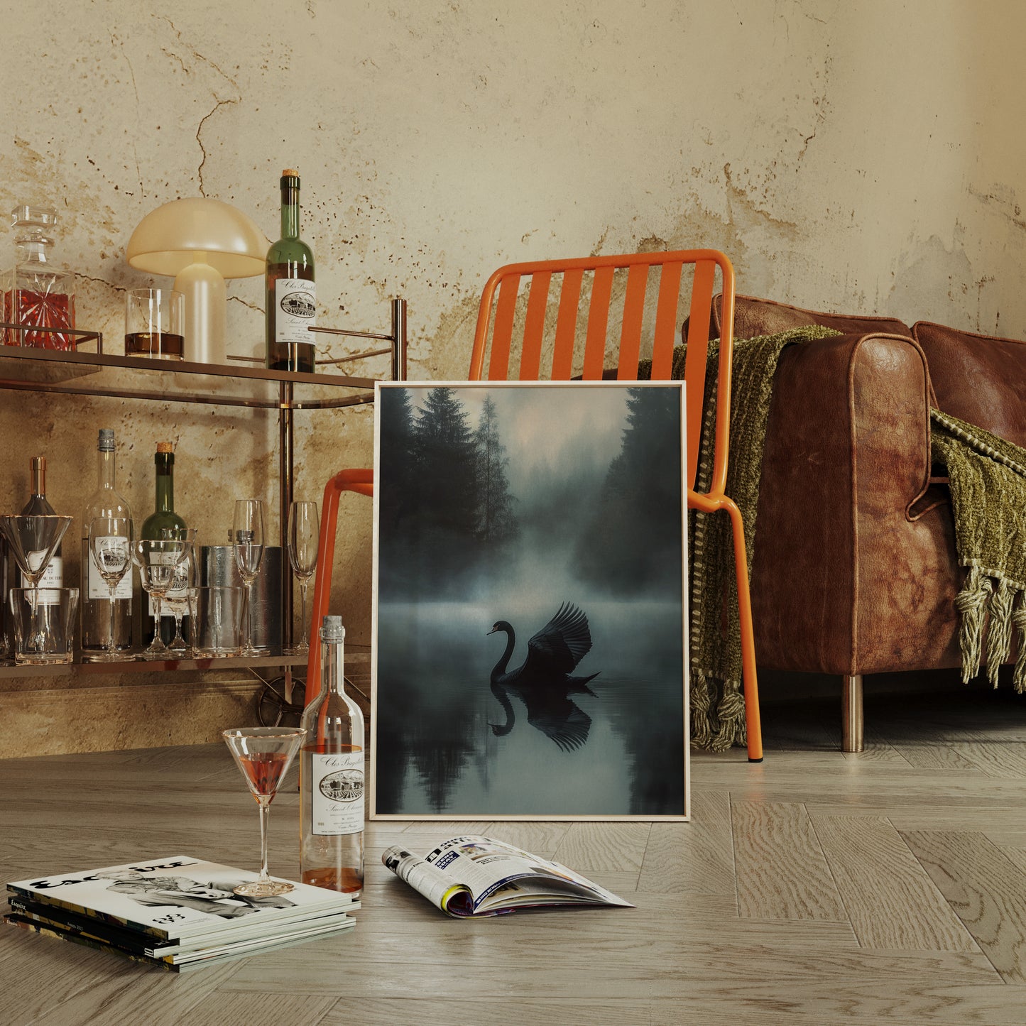 Black Swan in Morning Fog