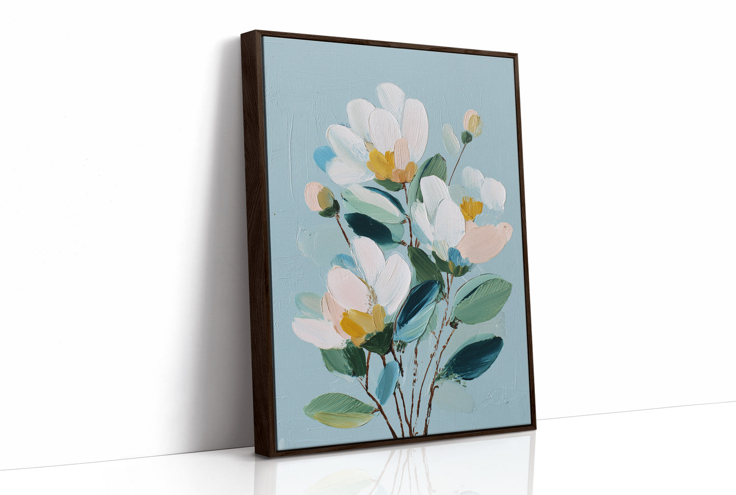 Textured Blossoms Against Azure Calm