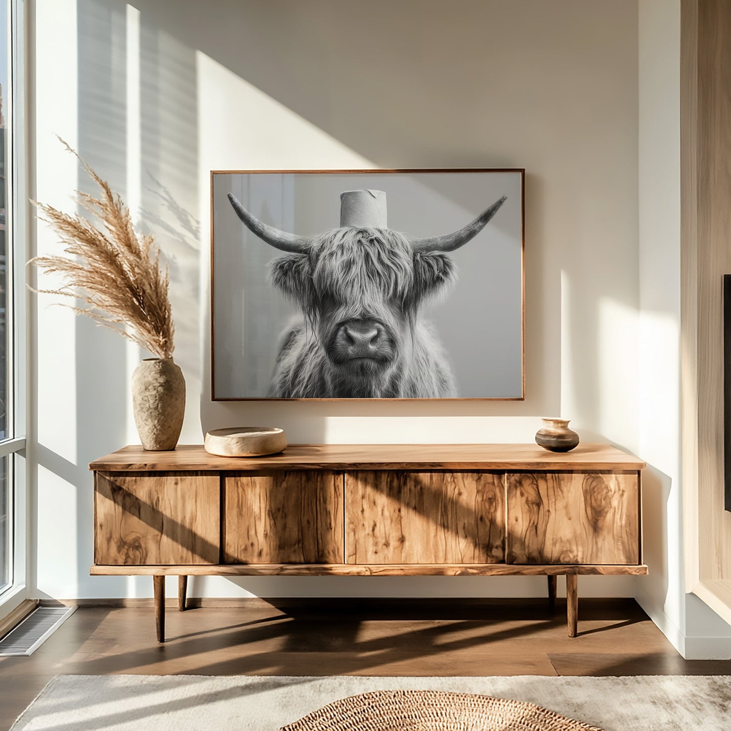 Highland Cow Wears Toilet Paper Crown