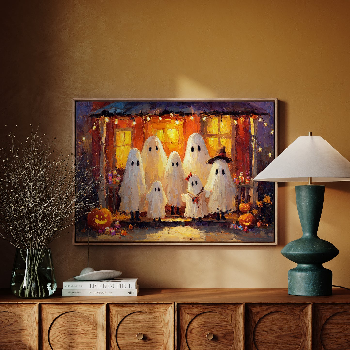 Gathering Under Pumpkin Light