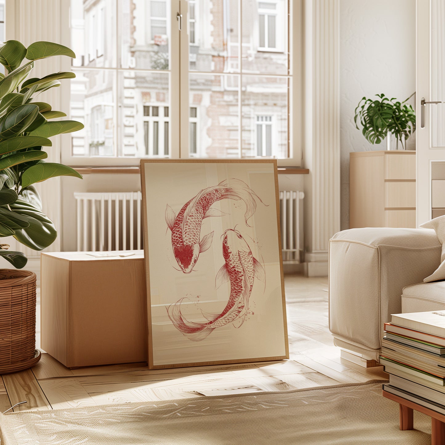 Yin-Yang Koi Fish – Minimalist Japanese Ink Wall Art