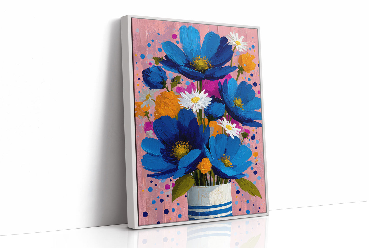 Cobalt Blooms in a Striped Vase