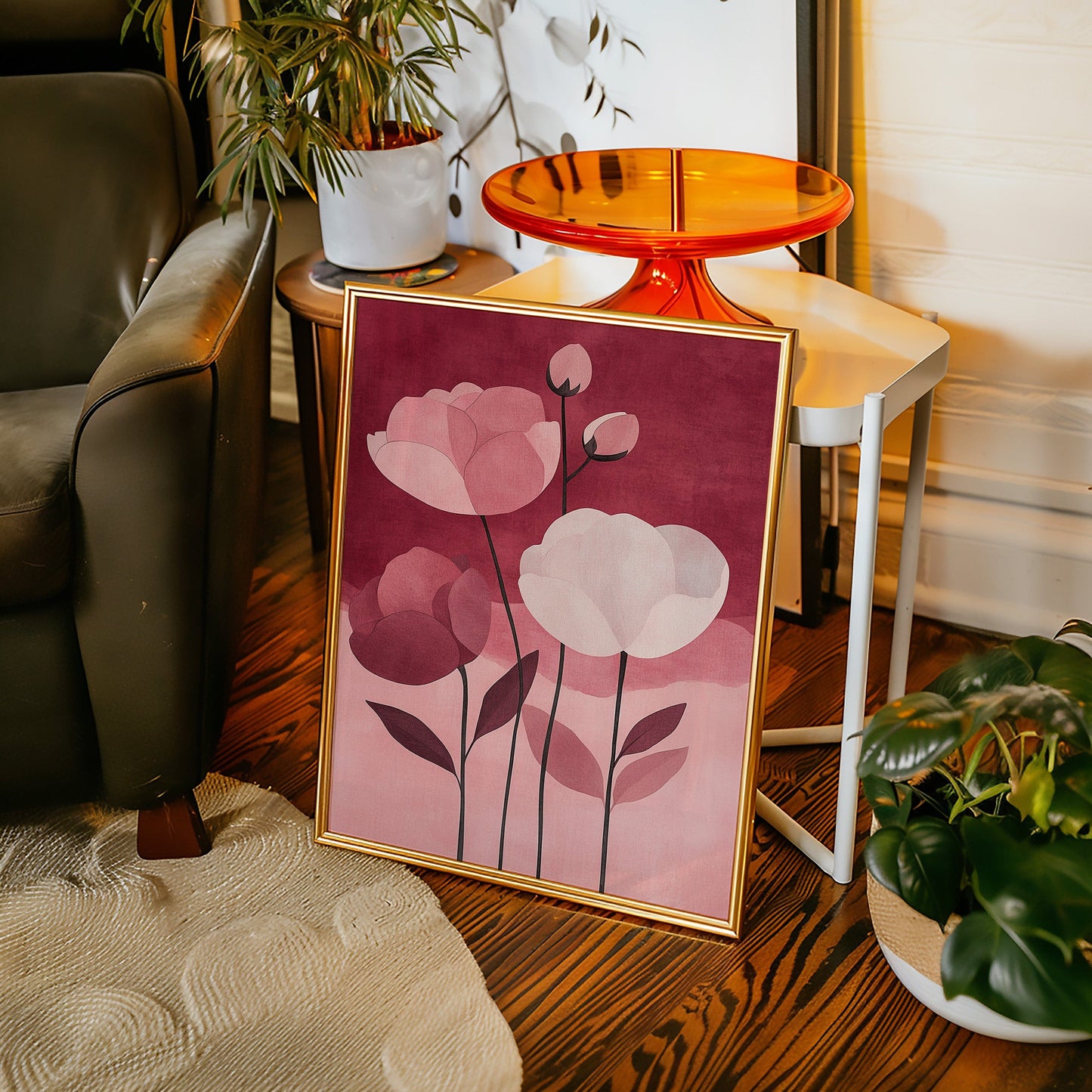 Peonies Rise Through Burgundy Mist