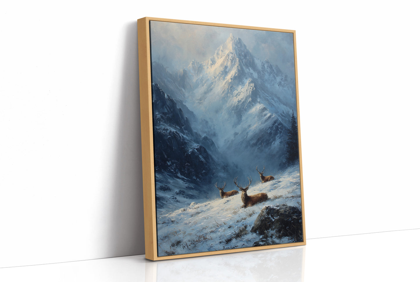 Stags in the Alpine Snow