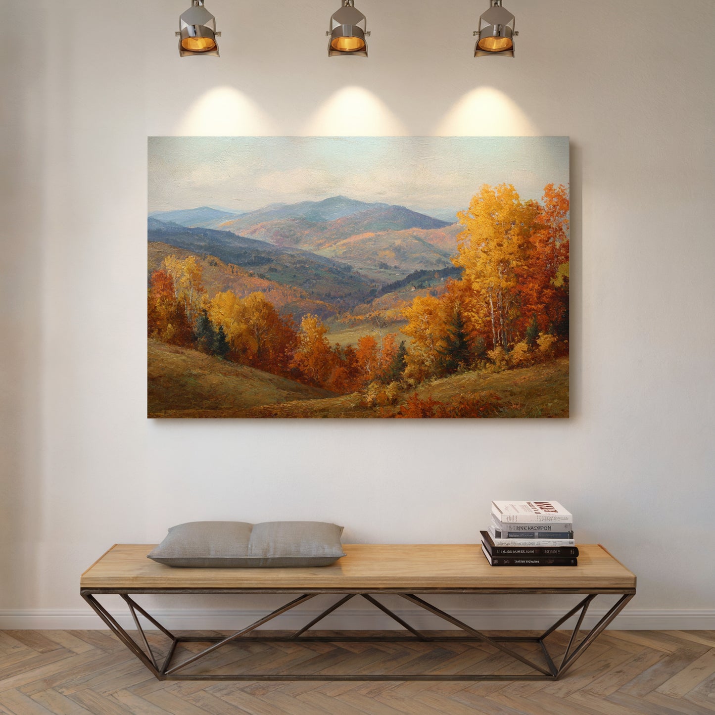 Autumn's Embrace on Distant Hills