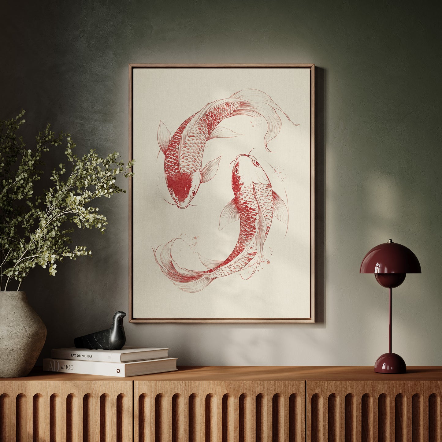 Yin-Yang Koi Fish – Minimalist Japanese Ink Wall Art
