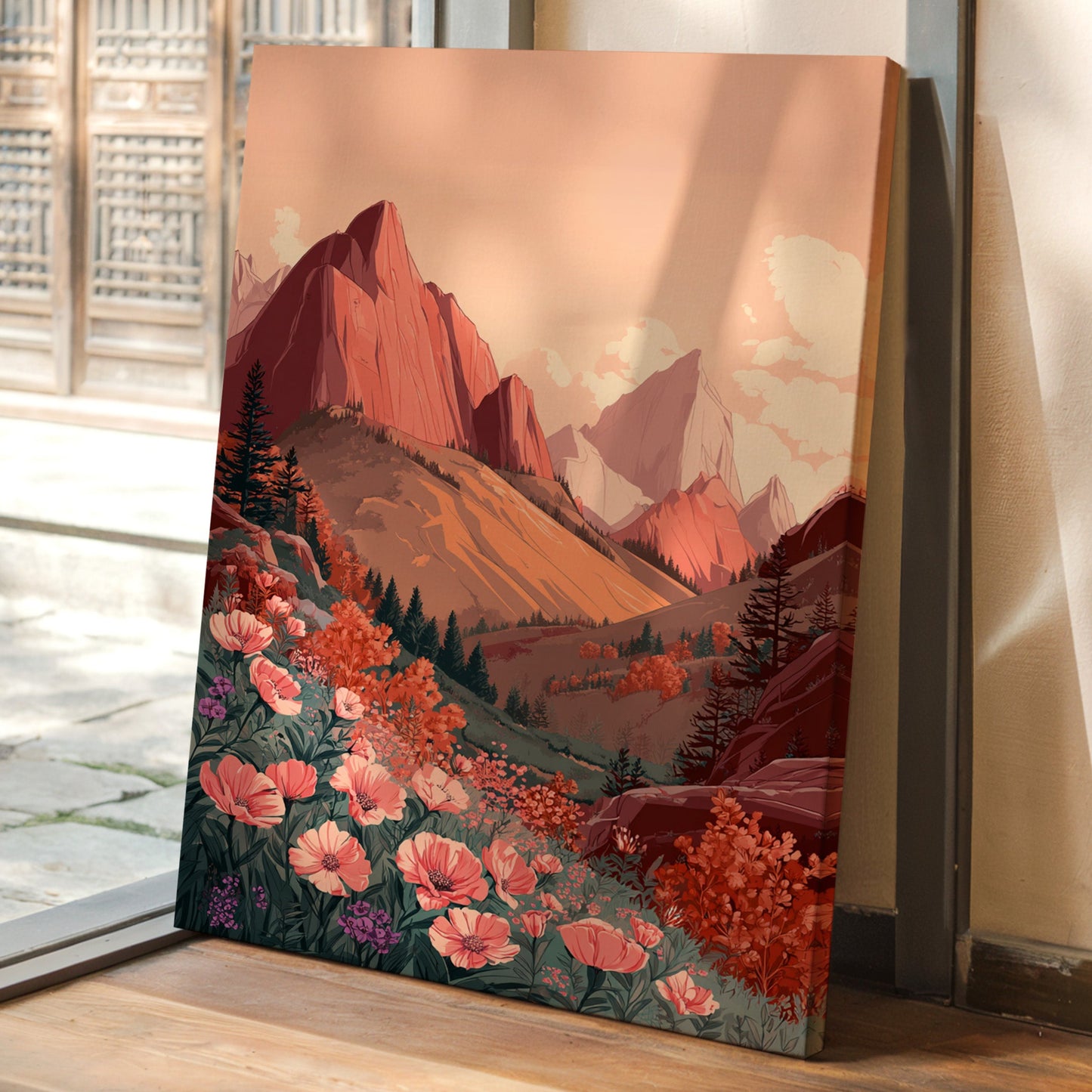 Mountains Embrace Their Floral Veil