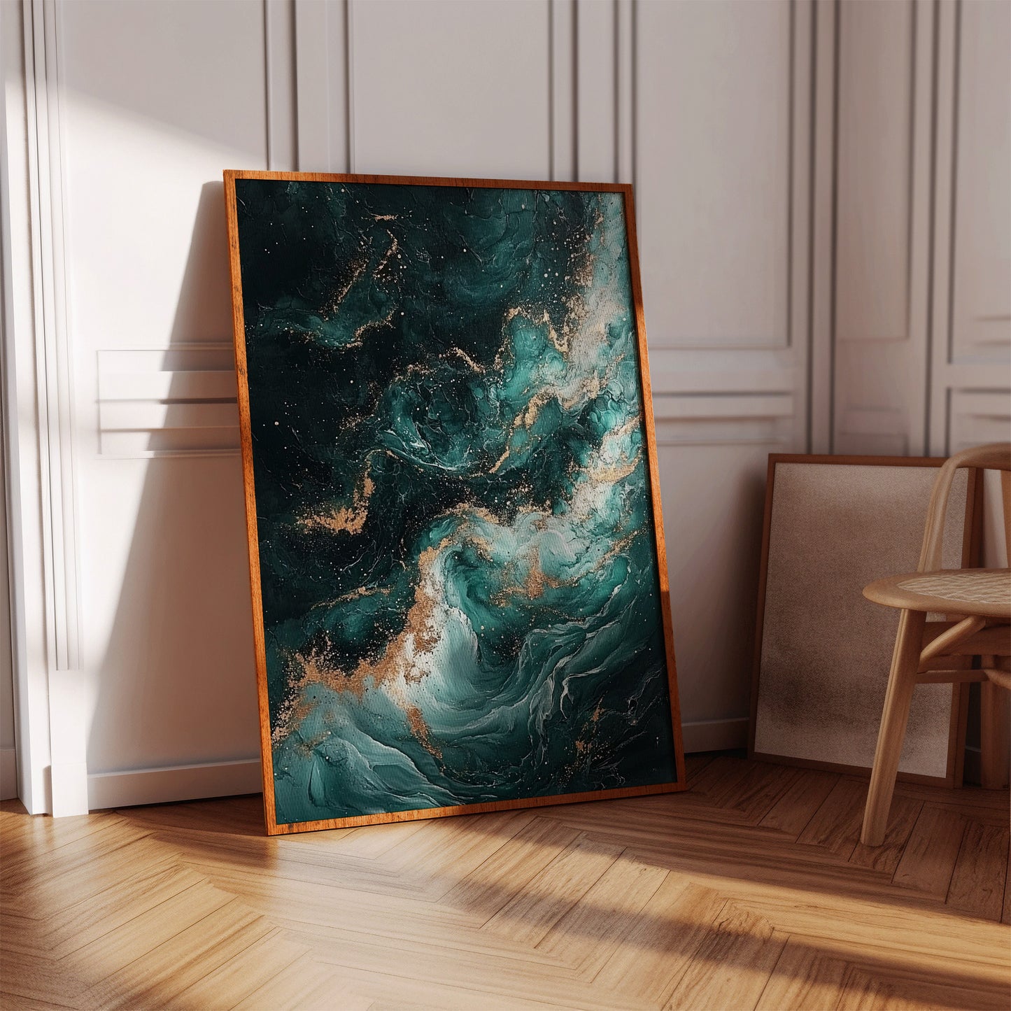 Celestial Drift in Emerald and Gold