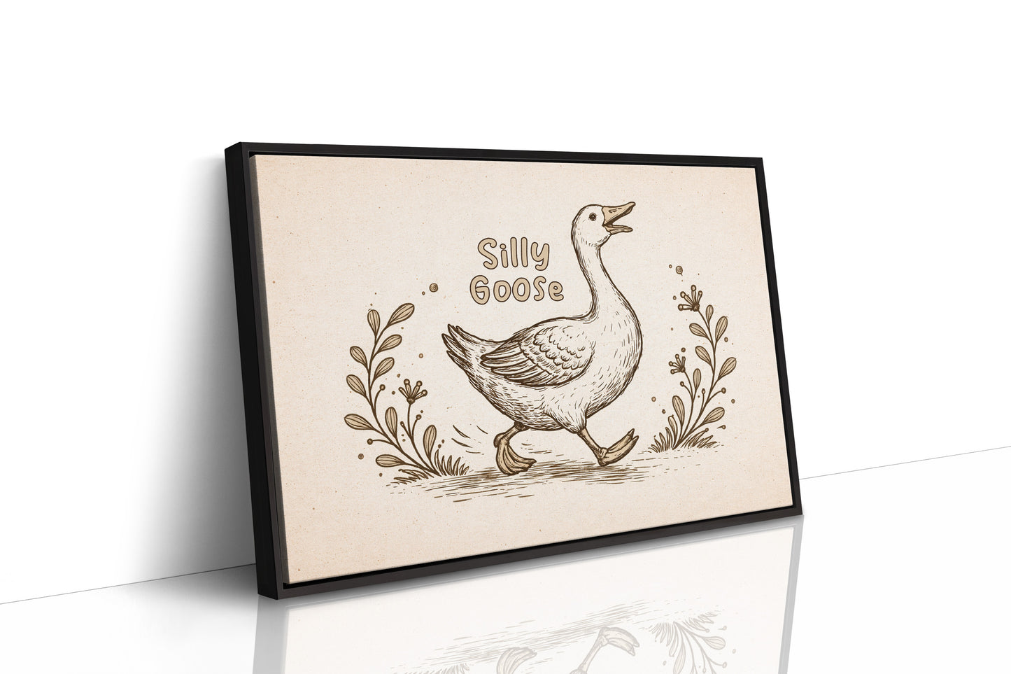 Whimsical Waddle Through Sepia Fields