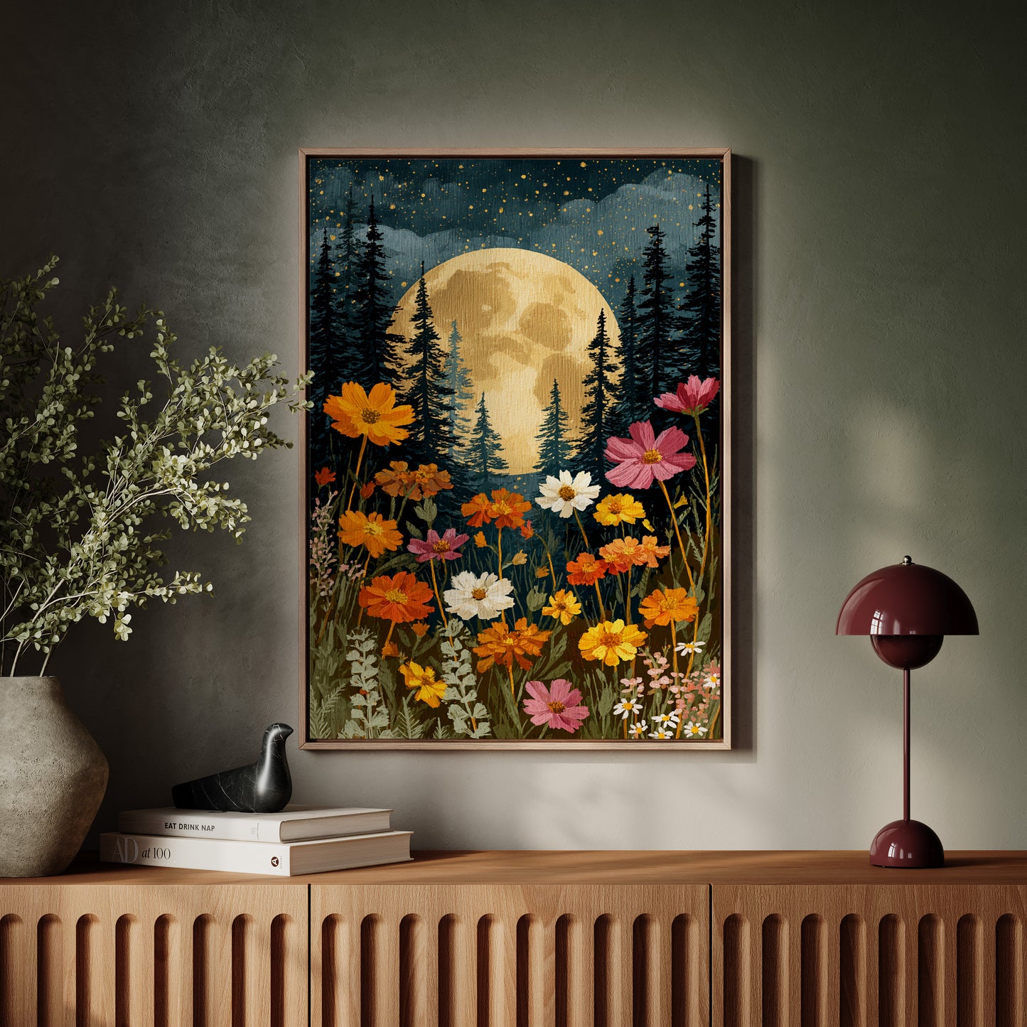 Moonlit Bloom Beneath Ancient Pines