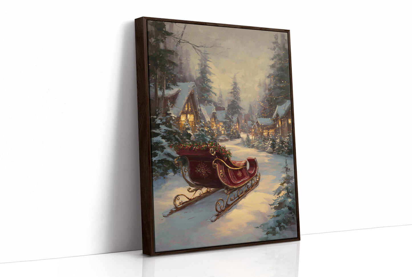 Sleigh Rests By Winter's Glowing Path