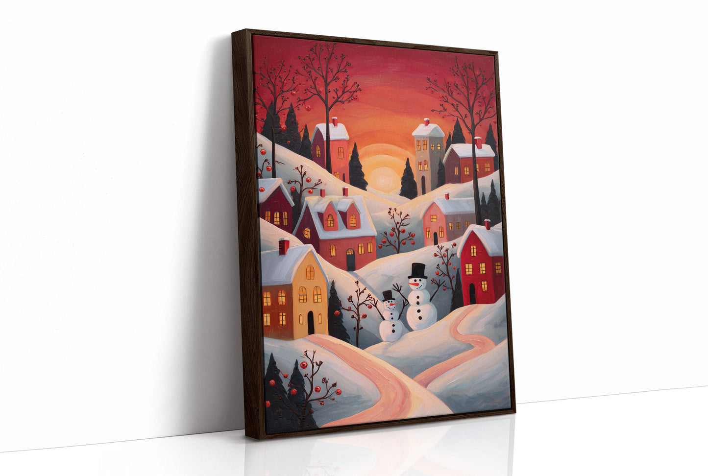 Winter Village Glows At Sunset