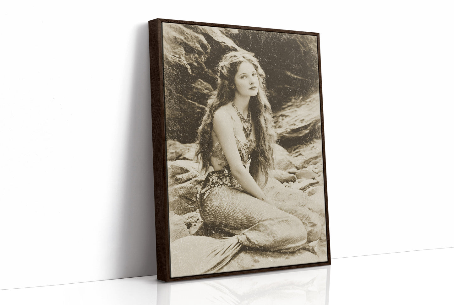 Vintage Waves Against Rocky Shore