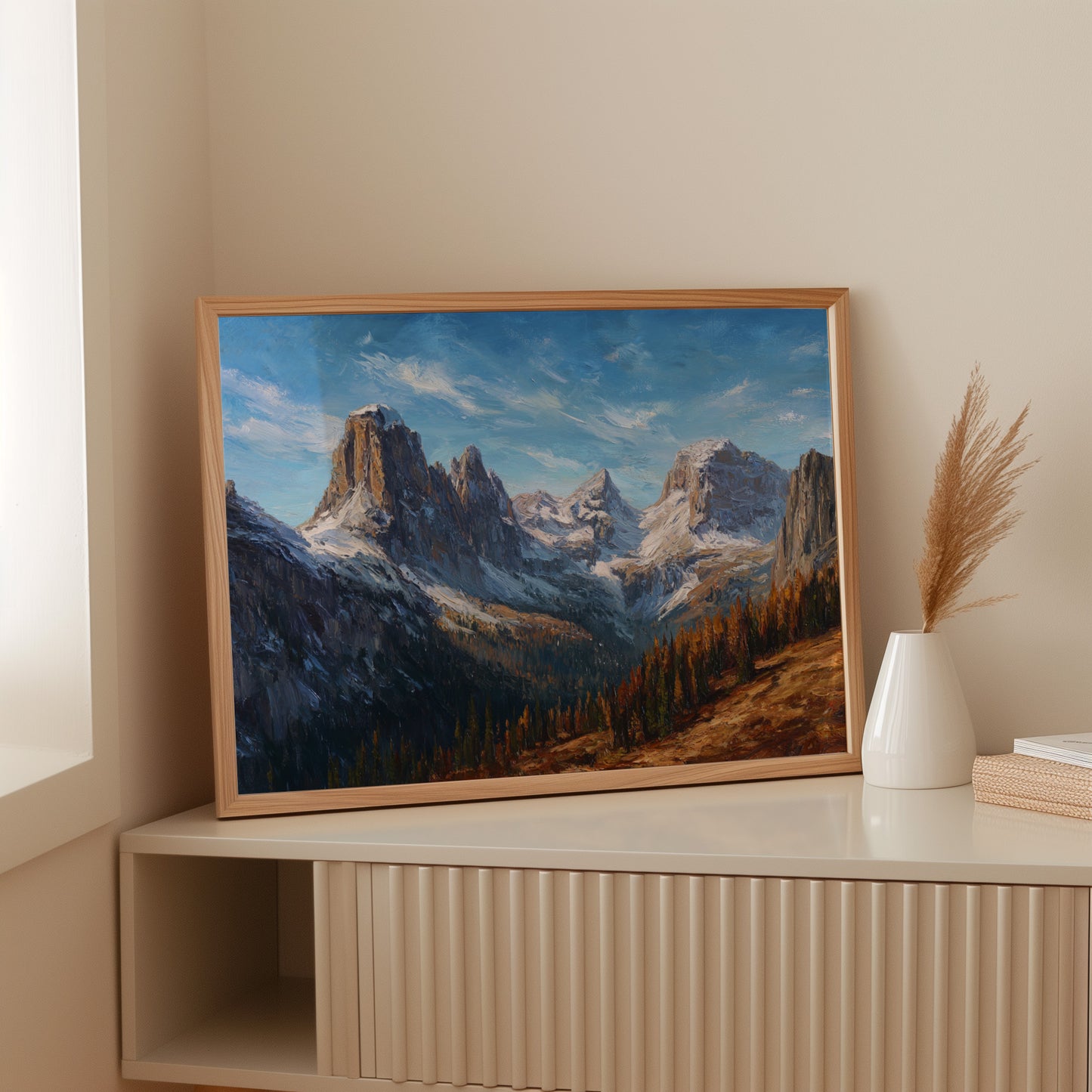 Autumn Pines Meet Winter Peaks