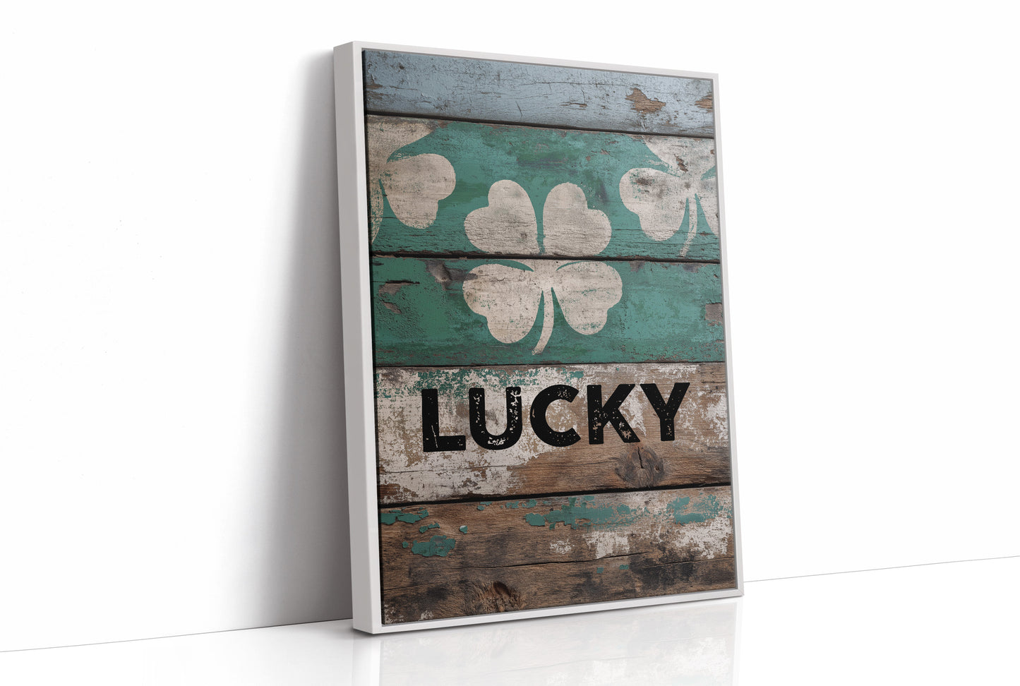Painted Lucky on Old Wood