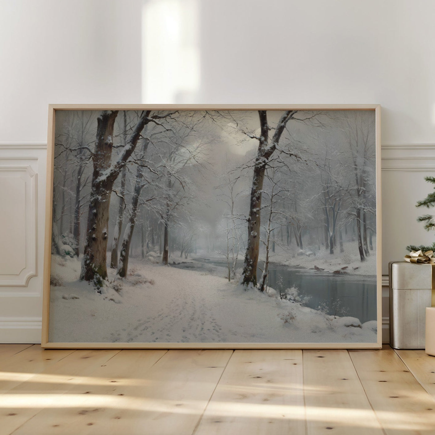 Silent Snow Traces River's Path