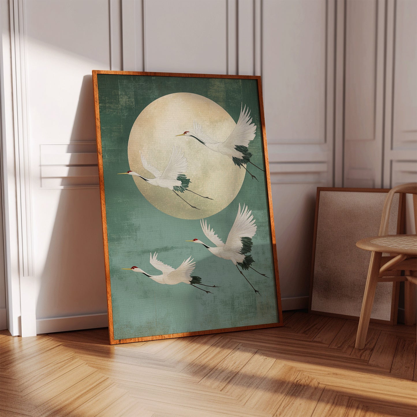 Moonrise Flight of the Cranes