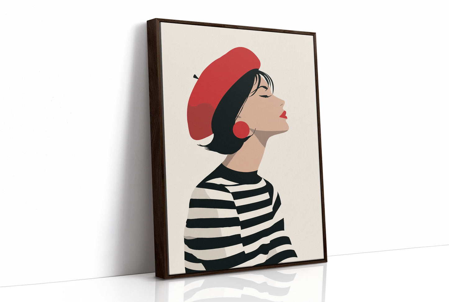 Parisian Reverie: Striped Elegance in Profile