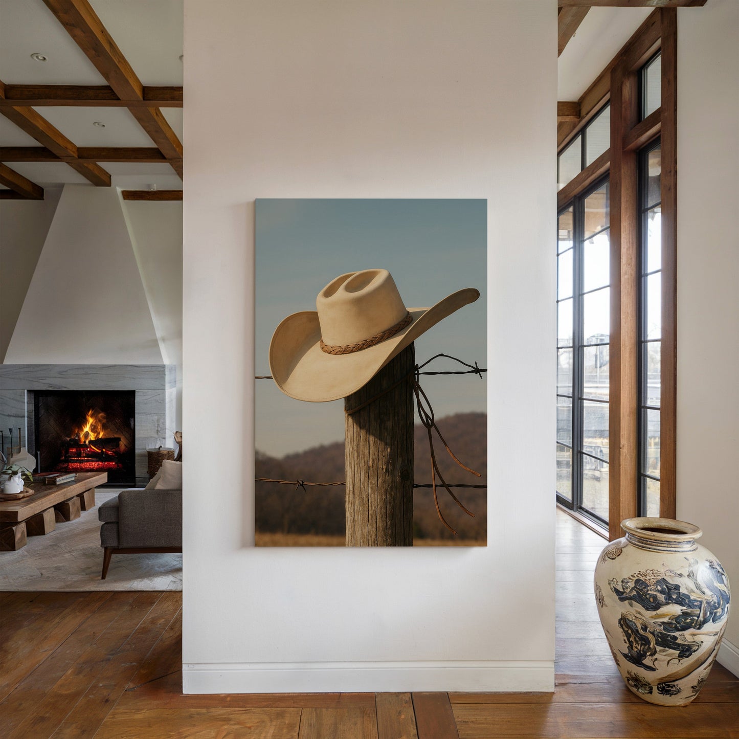 Cowboy Hat on Fence Post