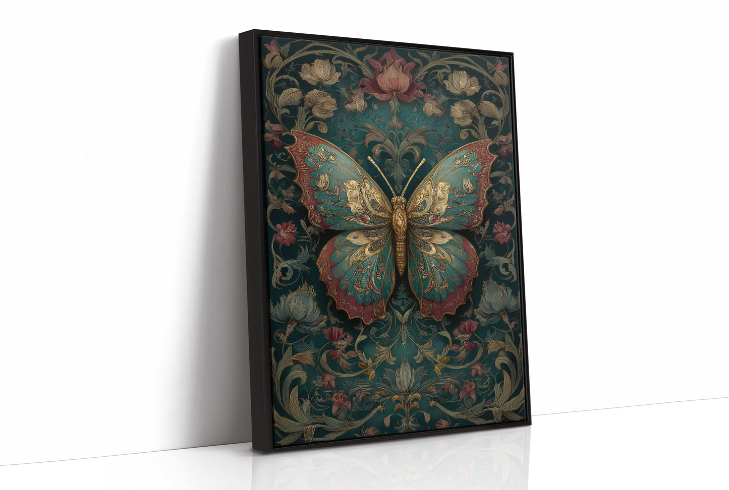 Gilded Wings Among Midnight Blooms