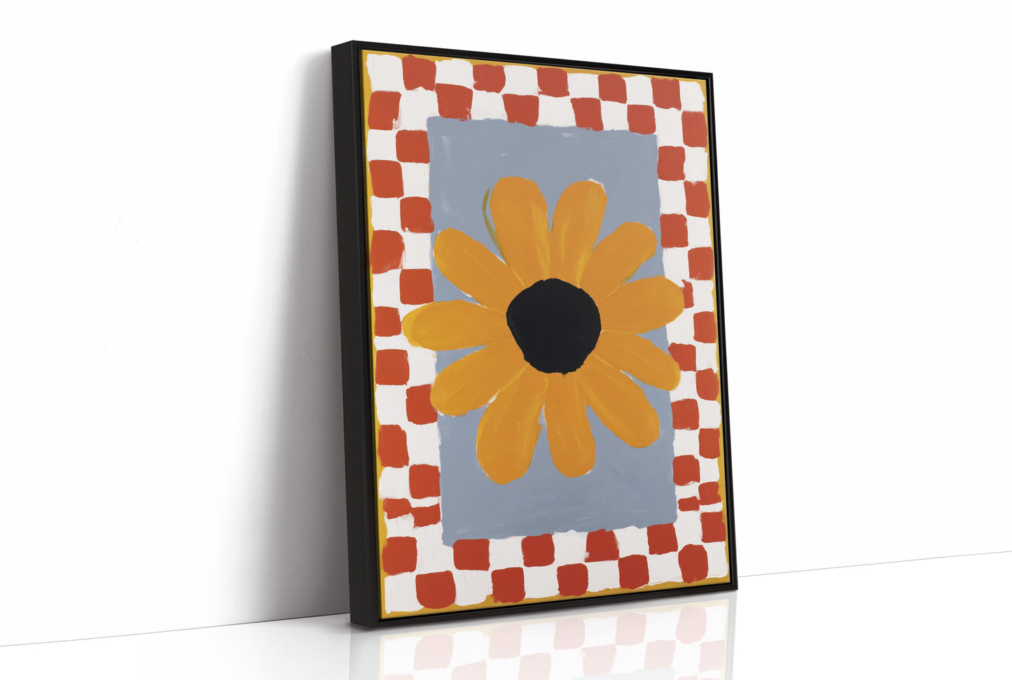 Checkered Borders Frame Golden Bloom