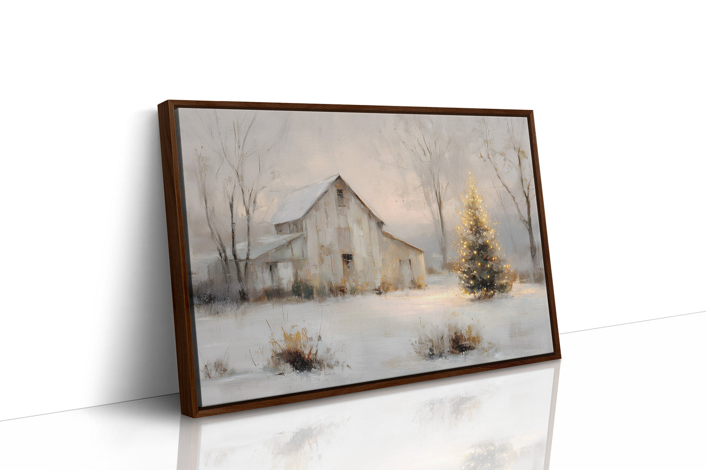 Barn and Evergreen in the Snow
