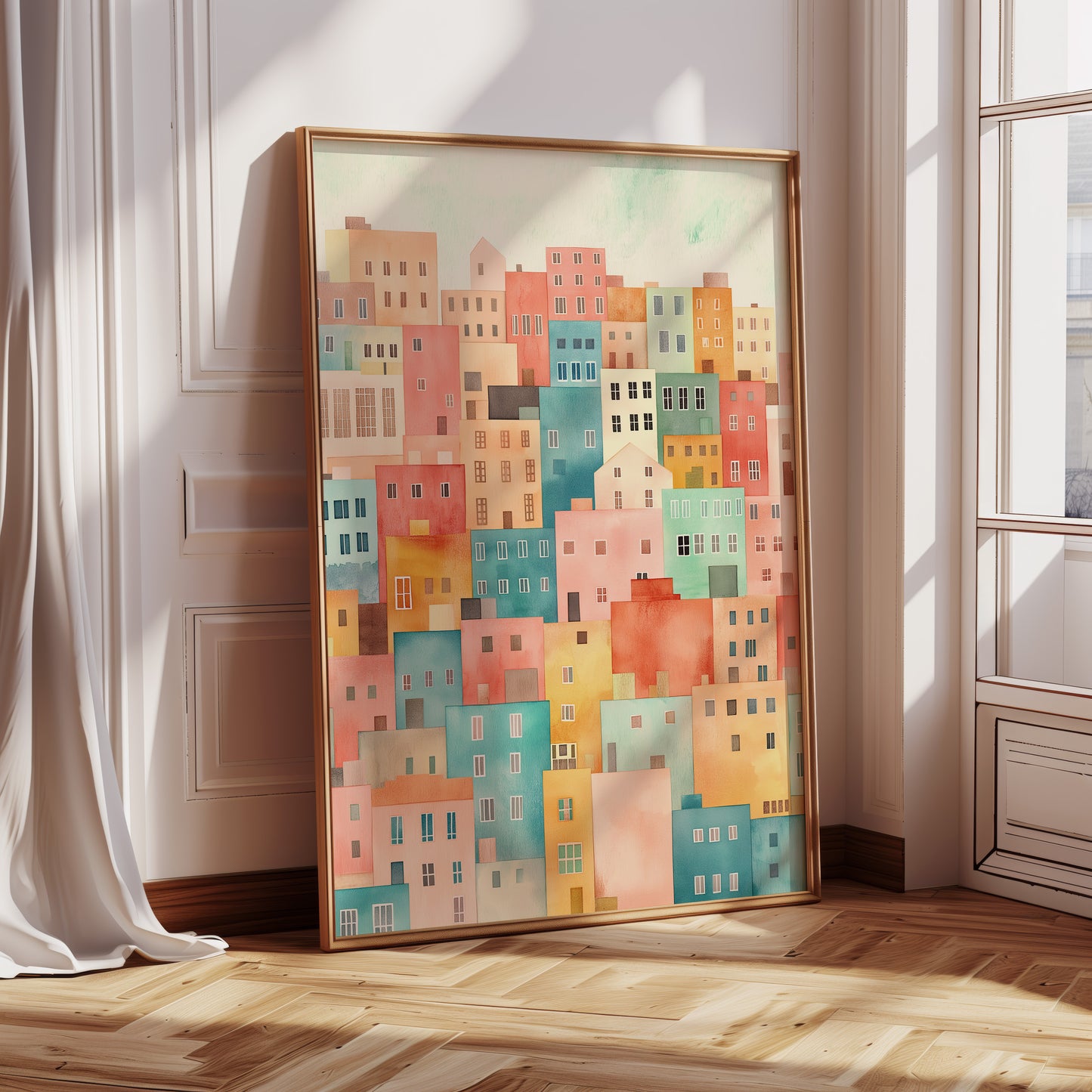 Stacked City Dreams Watercolor Print