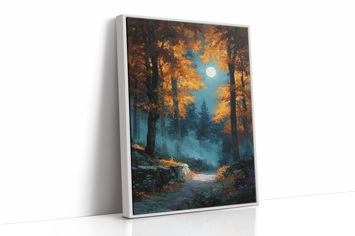 Moonlit Path Through Autumn's Embrace