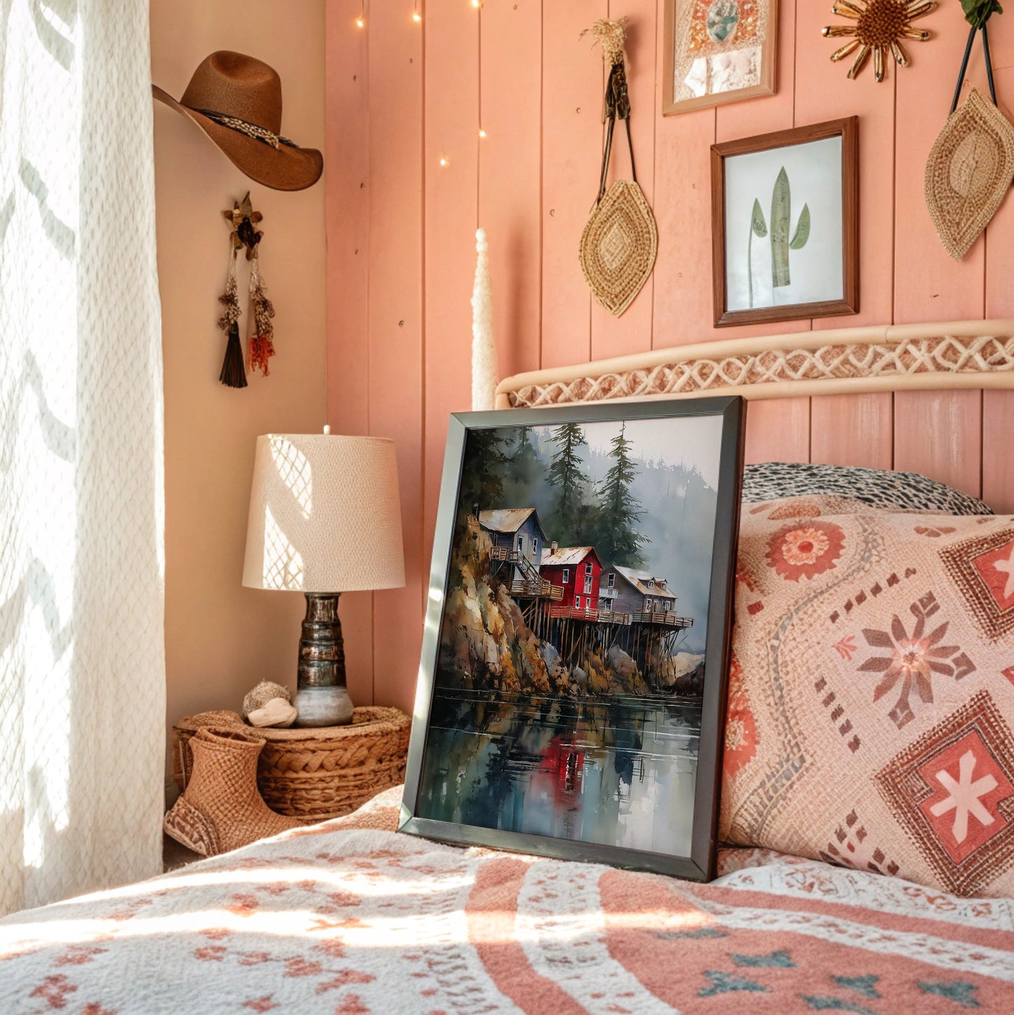 Red Houses Float Above Still Waters