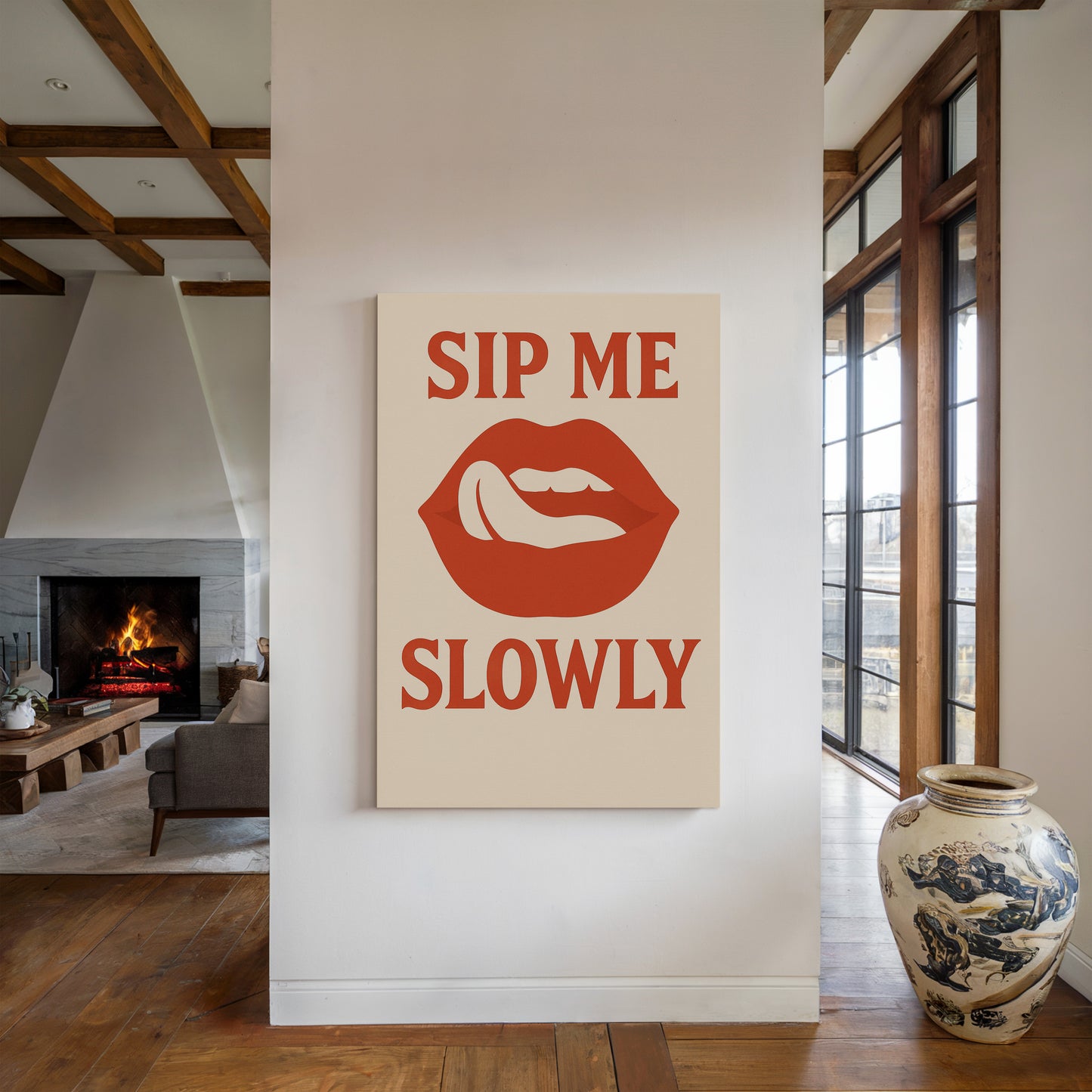 Sip Me Slowly Retro Lips Print