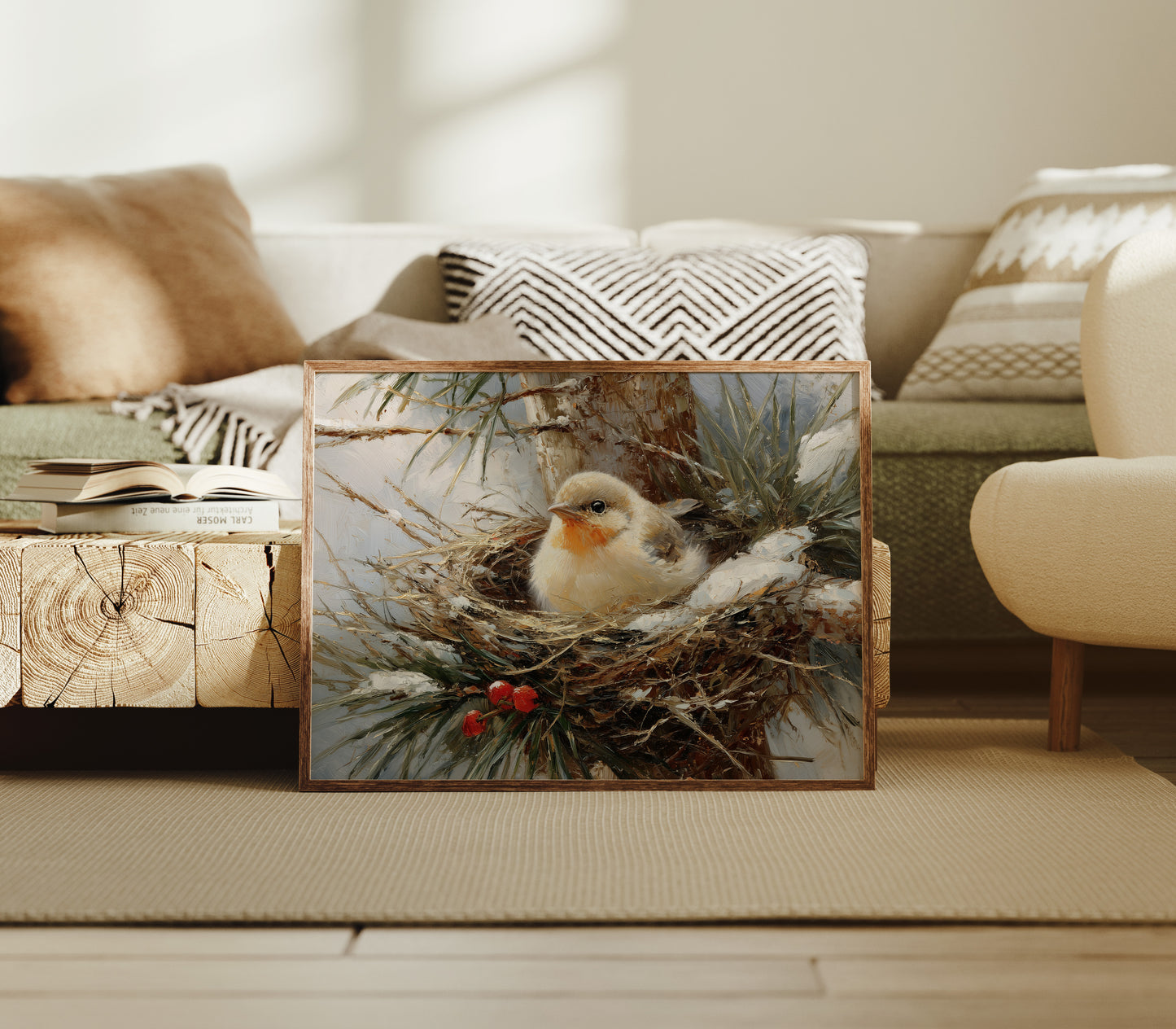 Winter Sparrow Finds Holly Haven
