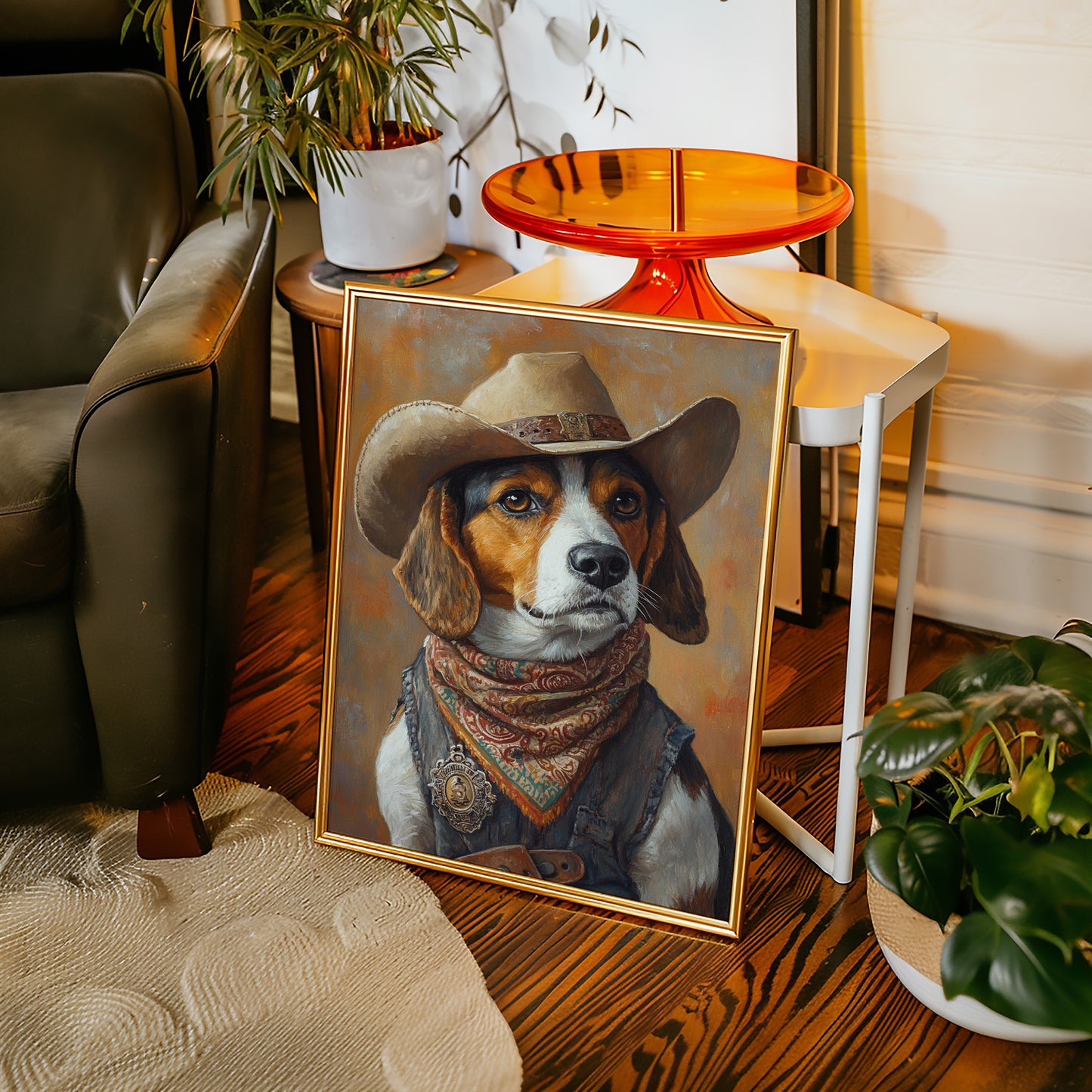 Deputy Beagle in Bandana and Hat
