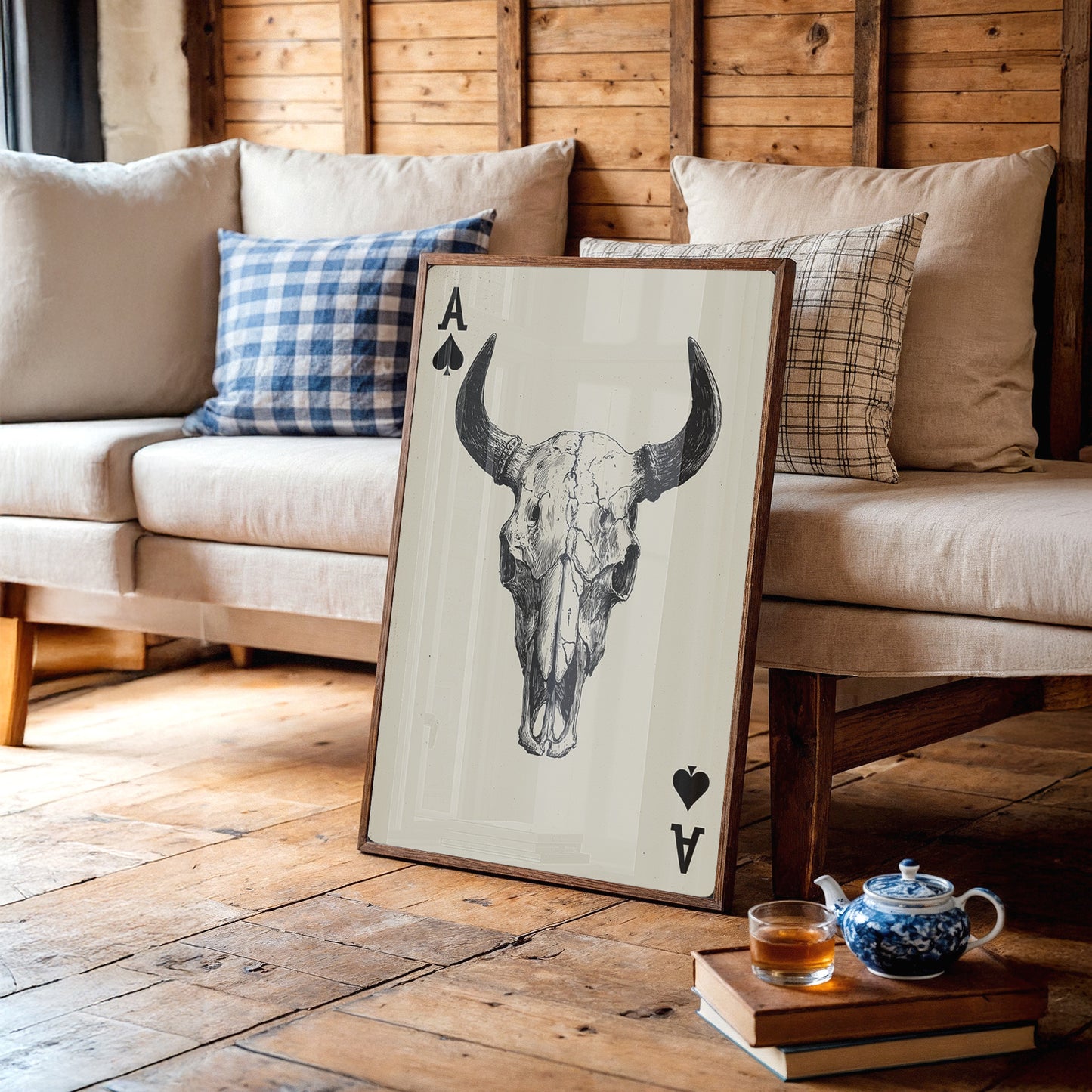 Ace in the Hole - Western Bull Skull Playing Card