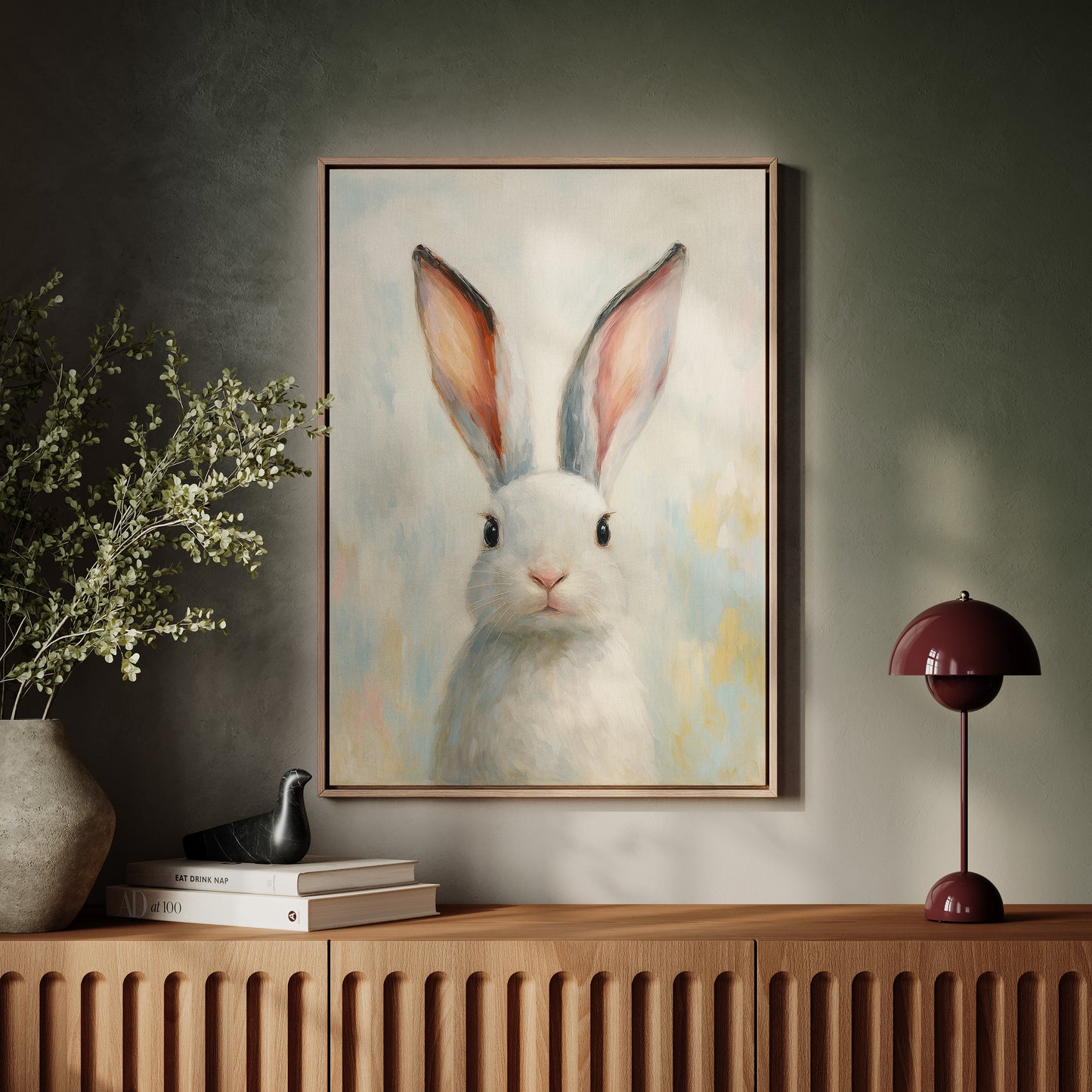 Bright Eyed Bunny in Soft Pastels