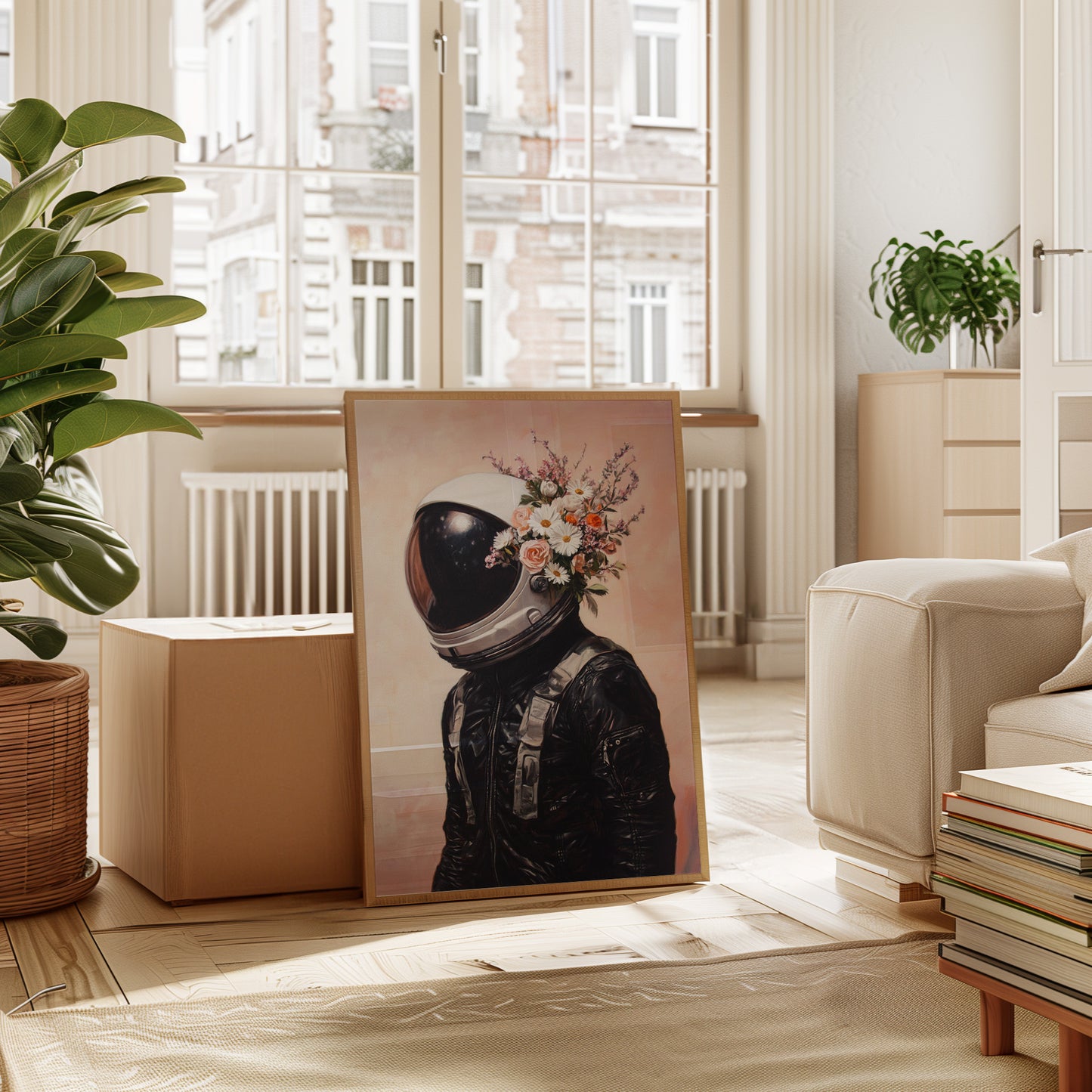 Astronaut with Blossoms on Blush