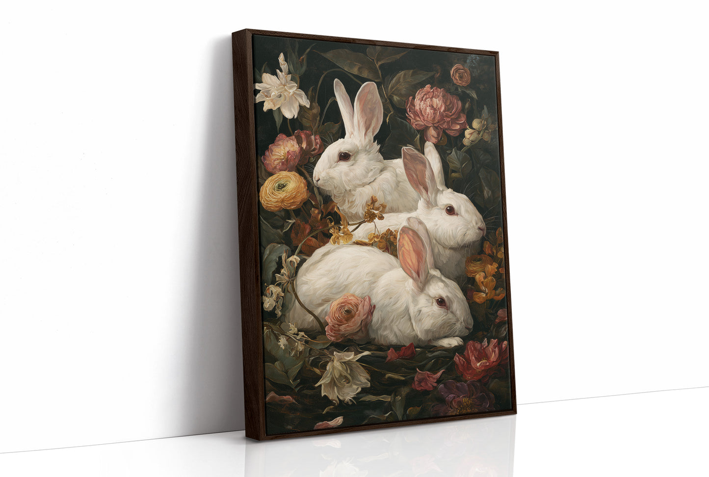 White Rabbits Among Velvet Blooms