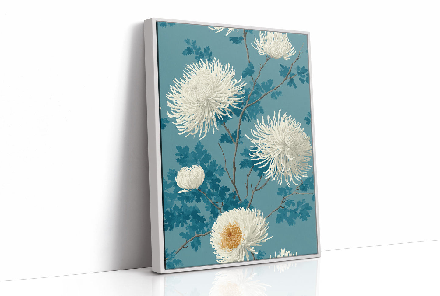 White Chrysanthemums on Still Water