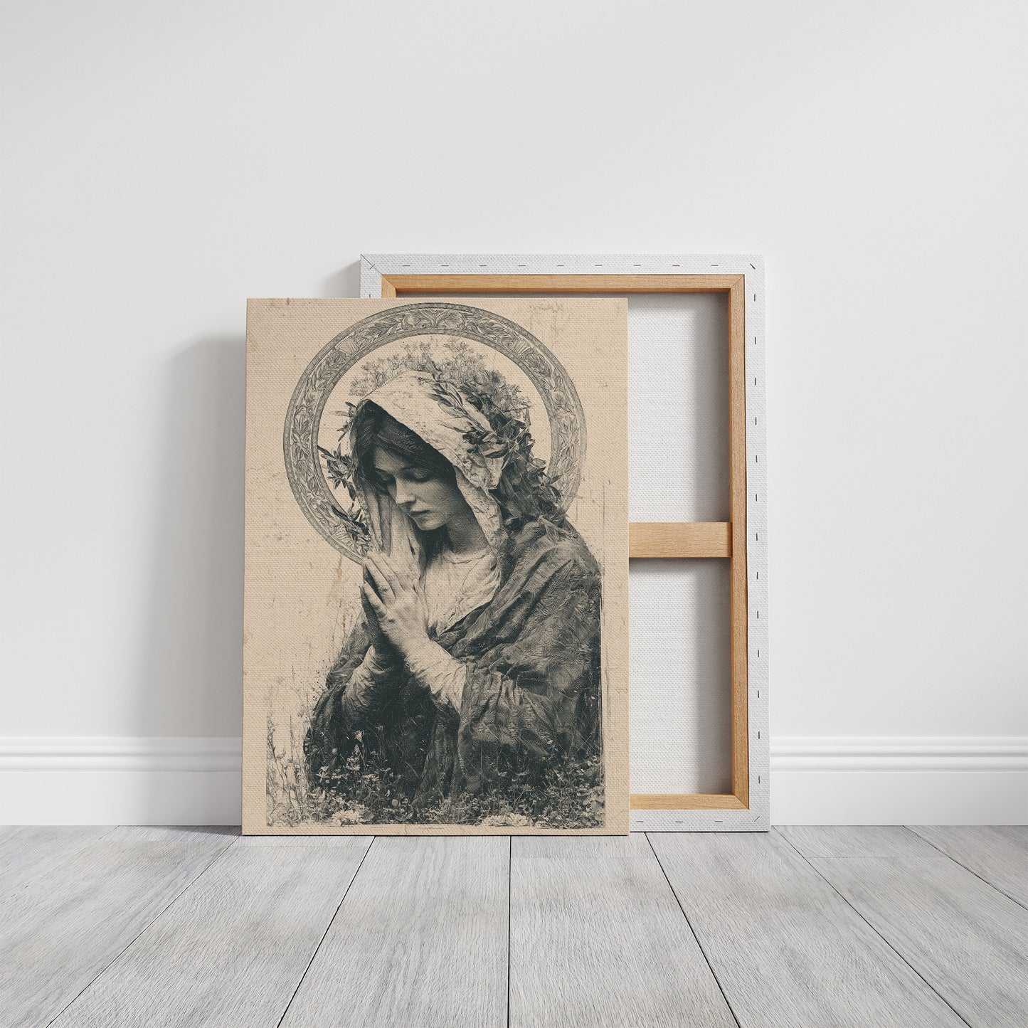Madonna in Wildflowers — Devotional Engraving Print