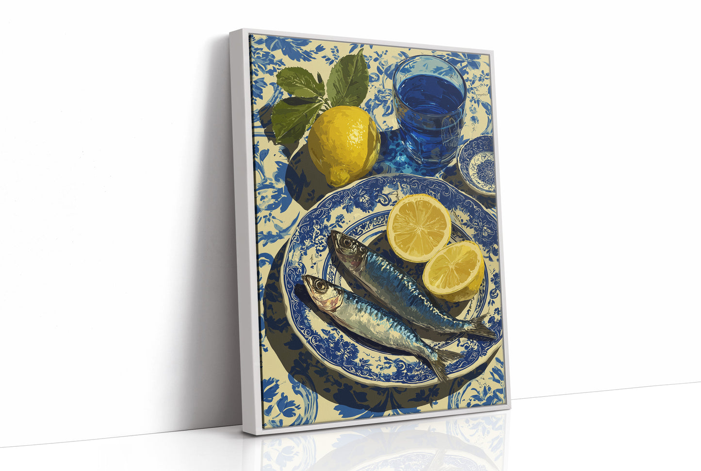 Sardines and Lemon on Blue Delft