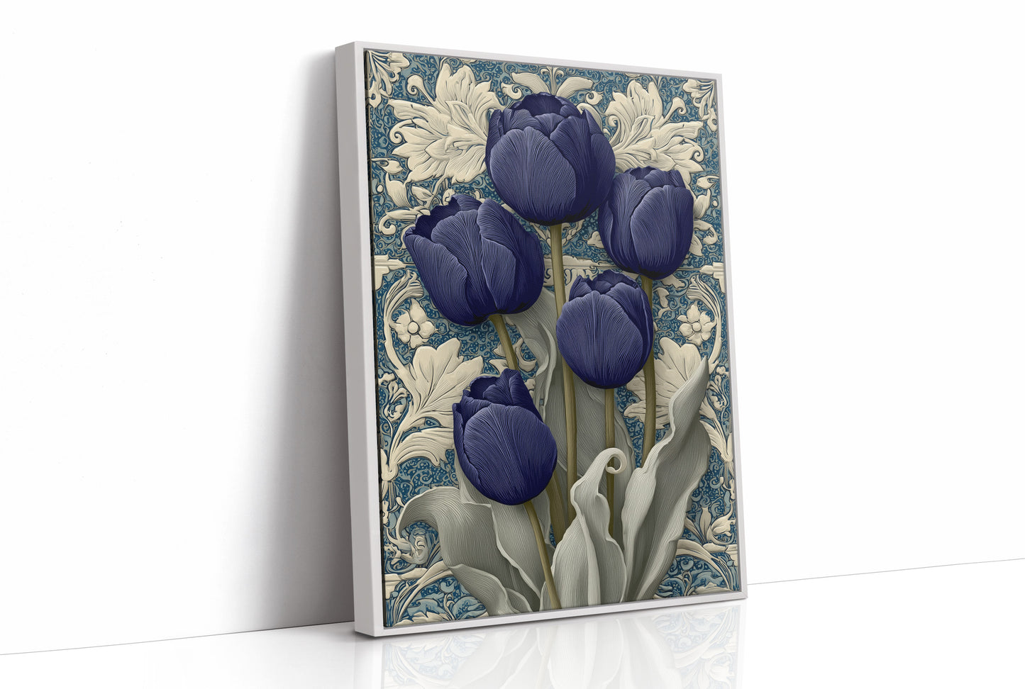 Midnight Tulips Against the Plasterwork