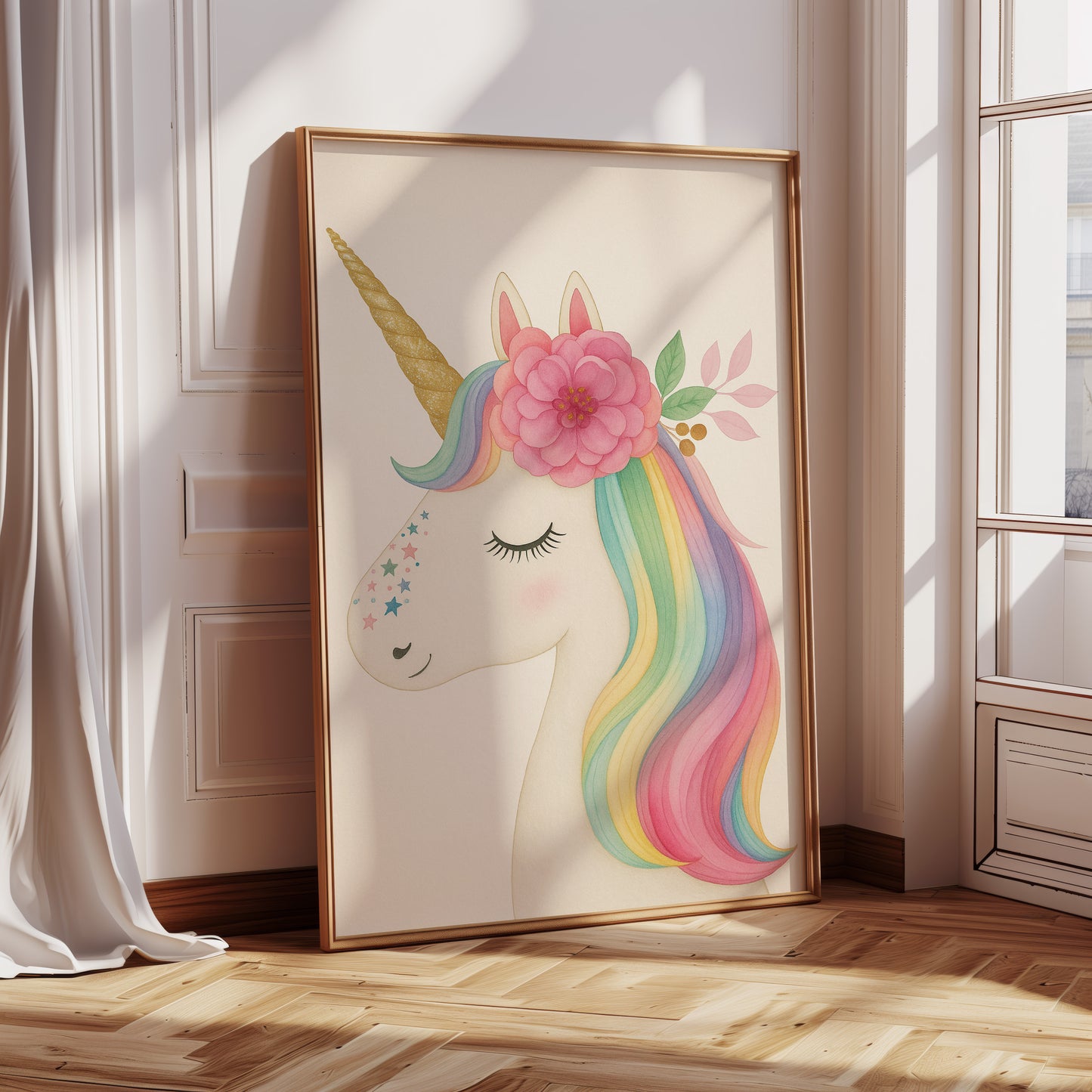 Starlit Unicorn with Rainbow Mane