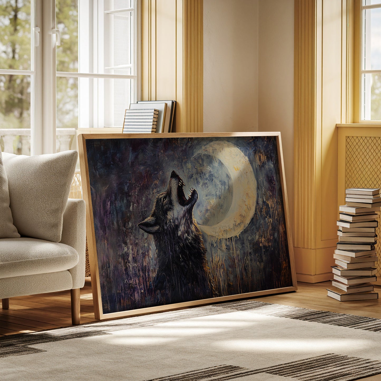 Lone Wolf Howl Under the Moon