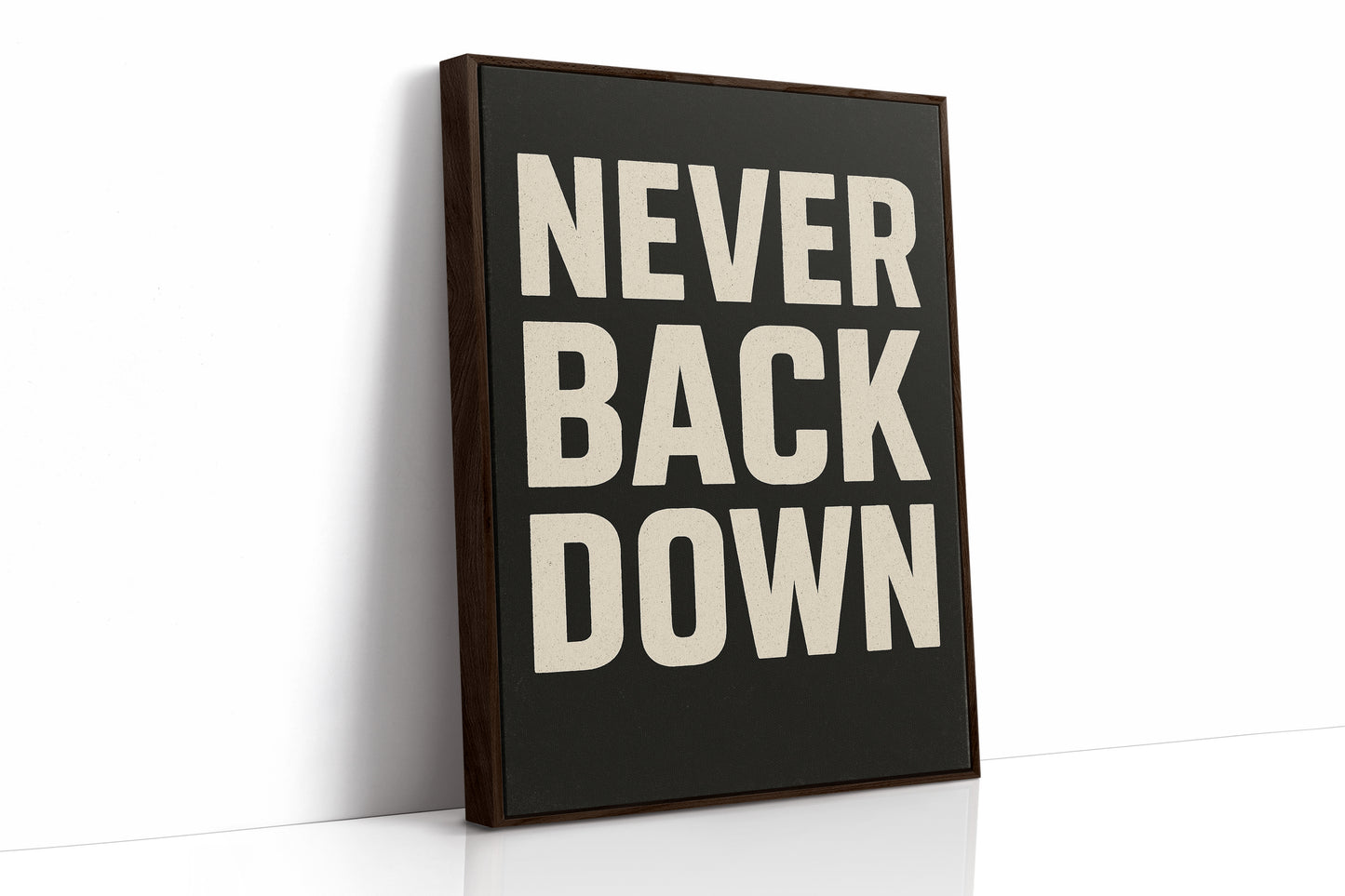 Never Back Down Grit Typography Poster